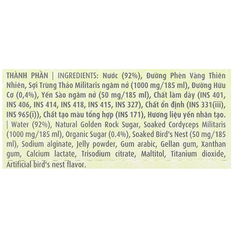 Nước Yến Đông Trùng Hạ Thảo Green Bird Nutrinest lốc 6 chai x 185ml - 12